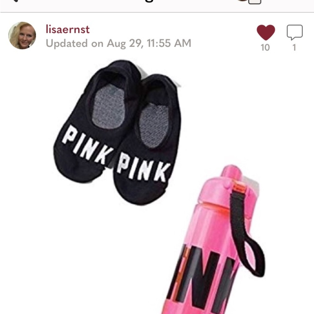 VS PINK COLLEGIATE WATER BOTTLE NO SHOW SOCK